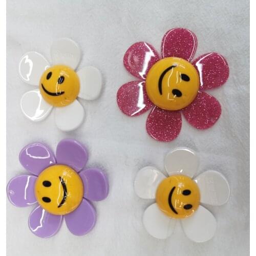 10pieces 55mm diy acrylic smile face flower beads.Smiley flatbase hand for woman shoes jewelry making accessories charm 2021new