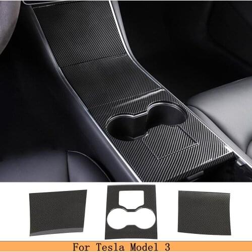 Car accessories Interior Carbon fiber side control trim For Tesla model 3 2017-2020 Protection Side Edge Film Patch