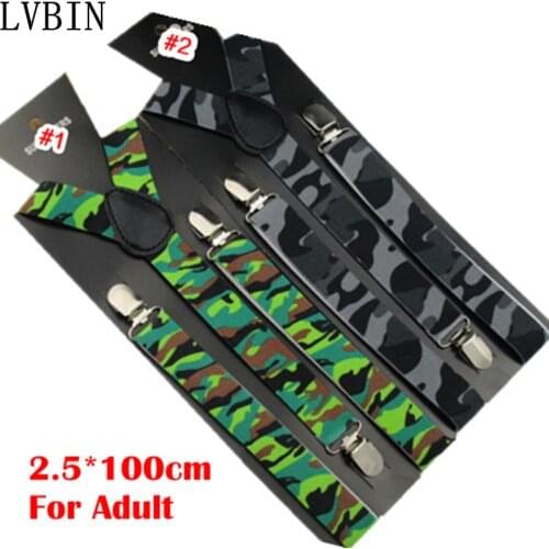 BD046--Fashion Men Suspenders camouflage printed women braces 2.5*100cm adjustable suspender