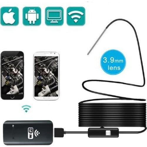 3.9mm 720P Wireless WiFi Endoscope HD Borescope, 3in1 USB Inspection Camera with 6 LEDs Snake Camera for iphone android 2m