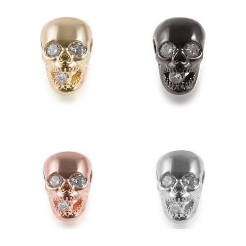 12*8 skull crystal micro pave cz zircon cubic zirconia beads DIY Copper necklace charm bracelet connectors sber