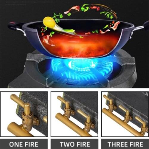 Household Cast Iron Furnace Outdoor Camping Gas Furnace Barbecue Grills High-power Burner With 3 Control Valves Wind Protection
