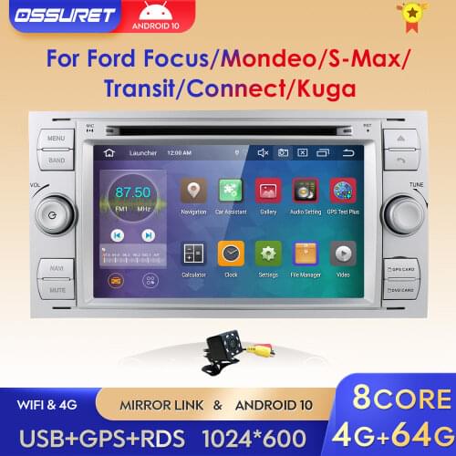 DSP IPS Car DVD Player 2 Din Android 10 GPS In Dash For Ford Transit Focus Connect S-MAX Kuga Mondeo car radio multimedia Wifi