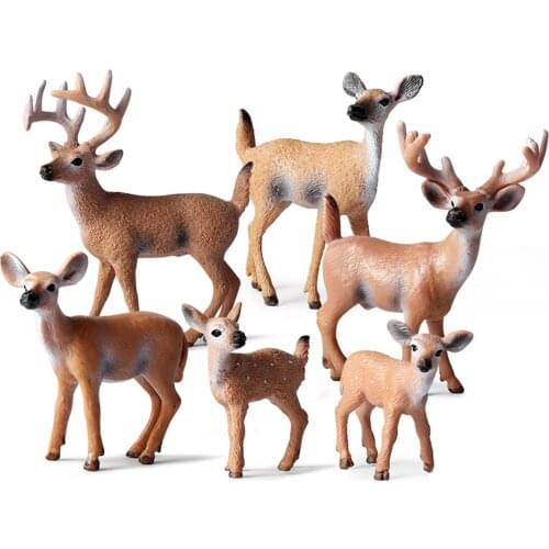 Simulated Solid Forest Deer Figurine Elk Animal Model Table Desk Decor Kids Educational Toys for Children Gifts
