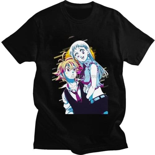 Japanese Manga Seven Deadly Sins Tshirt Men Cotton Meliodas Tee Elizabeth T-shirt Short Sleeved Nanatsu No Taizai Shirt Merch