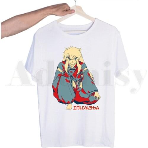 Sesshoumaru Inuyasha Kagome Japan Manga Anime Ullzang Short sleeves T-shirt Men Print T shirt Men Tops Tees Mens T-shirt