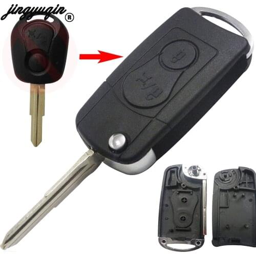 Jingyuqin 10pcs/lot 2 Button Modified Filp Car Remote Key Shell Fob Case Cover For Ssangyong Actyon SUV Kyron Car Styling