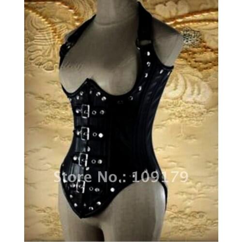 Annzley Corset! Luxury Black Leather Strap Korsett 100% Authentic Cowhide Underbust Corset With Belt