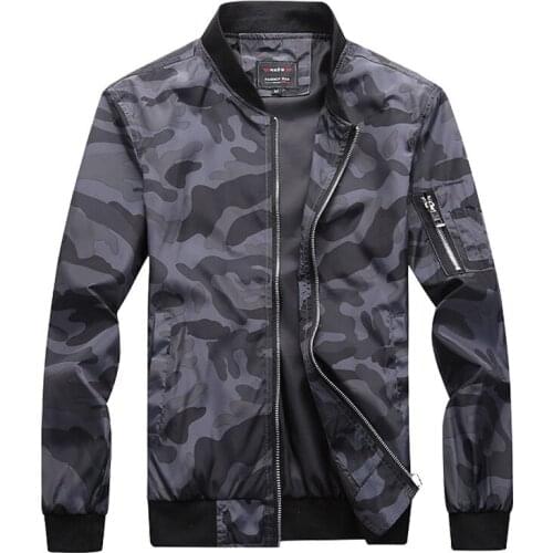 M-7XL Fad New Autumn Mens Camouflage Jackets Male Coats Camo Bomber Jacket Mens Brand Clothing Outwear Plus Size