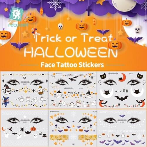 Fashion Happy Halloween Temporary Tattoo Cartoon Cute Ghost Water Transfer Taty Makeup Party Face Fake Children Tattoo Sticker