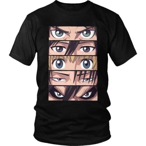 Mens Attack On Titan T Shirt Short Sleeve Cotton Tshirt Unique T-shirt Designer Shingeki No Kyojin Anime Manga Eye Tees Apparel