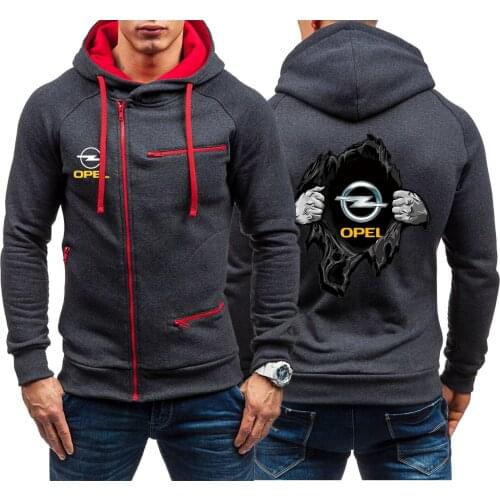 Men Fitness Zipper Harajuku OPEL Logo Hoodies Winter Print Sweatshirt Casual Loose Plus Size Hooded Pullovers Streetwear