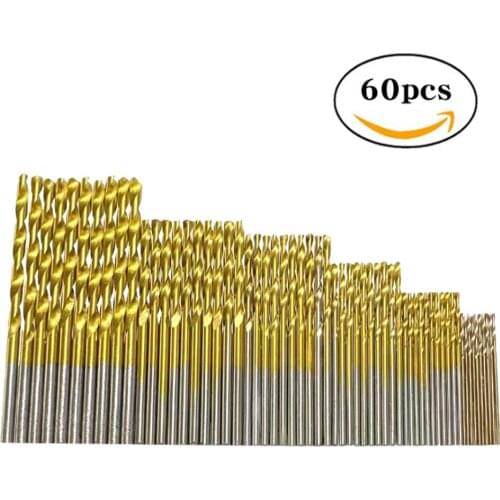 60Pcs HSS 1/1.5/2/2.5/3/3.5mm Twist Drill Bit Set Titanium Coated Drill Bits For Wood Plastic Soft Metal Drill Bit