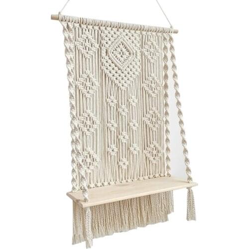 Handmade Lace Wall Hanging Rack Indoor Rope Plant Hanger Rope Plant Hanger Hand-Woven Tapestry Rack for Decoration