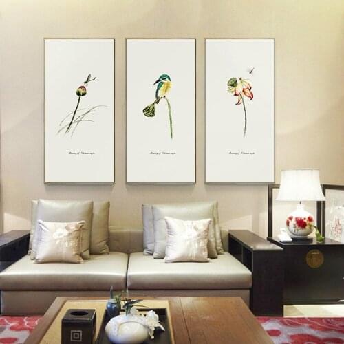 New Chinese Style Bedroom Decoration Watercolor Bird Flower Canvas Print Painting Poster Art Wall Picture Living Room Home Decor