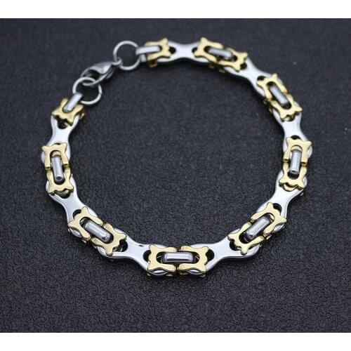 New Arrivals Men Bracelets 22CM Length Stainless Steel Gold&Steel Chain Bracelet Women Jewelry Gift