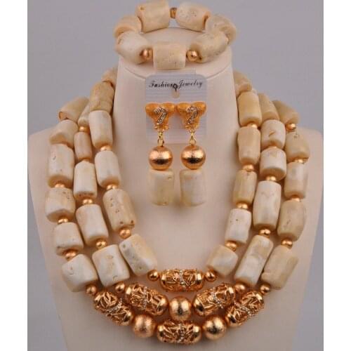 Orange Red White Coral Beads Jewelry Set African Wedding Coral Set Nigerian Necklace Bridal Jewelry Sets for Women 21-F3-A