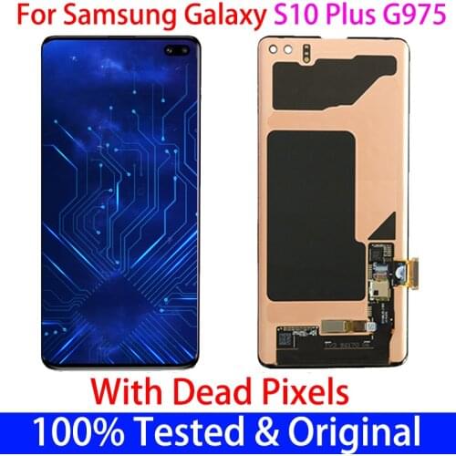 Original Super AMOLED LCD For Samsung Galaxy S10 plus S10+ SM-G9750 G975F Display With Touch Screen Digitize Dead pixels