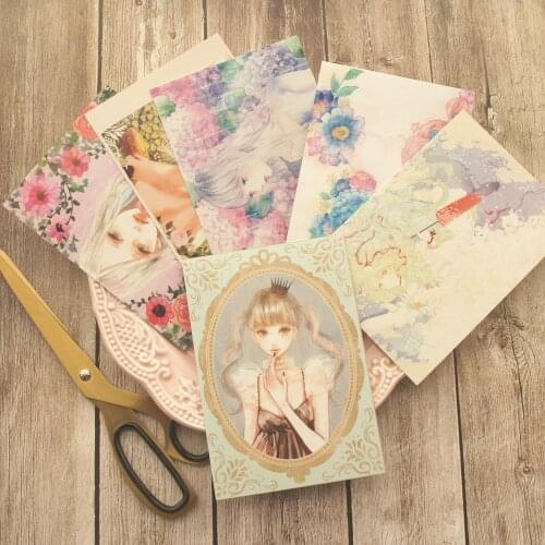 6pcs yang lady Tales style card multi-use Scrapbooking party invitation DIY Decoration gift card message card postcard