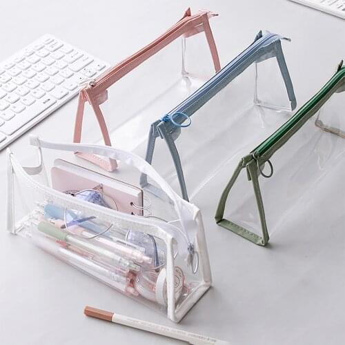 Exam Transparent Pencil Case Office Student Pencil Cases School Supplies Kawaii Pen Box Astuccio Scuola Estuche Escolar