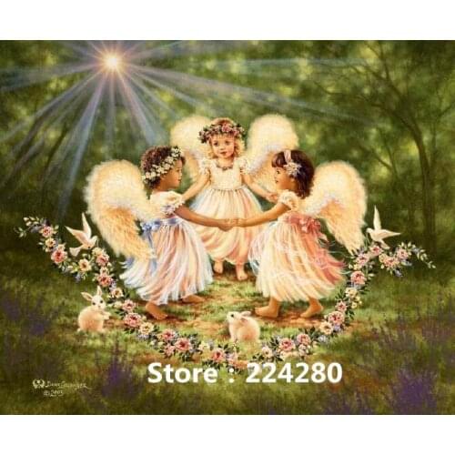 Needlework, Cross stitch,14CT Unprinted for Embroidery kits Three Angels people Cross-Stitching,DIY Handmade wall home decor