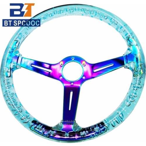 SPCOOC Acrylic Steering Wheel Motorsport 14 inch 340mm Car Sport White Sky Blue Green Purple Steering Wheel With Horn Button