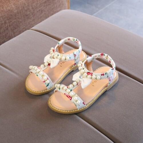 Girls Sandals New Summer Shoes Girls Flip Flops Kids Beach Sandals Pearl Bow Princess Shoes Childrens Sandals E449