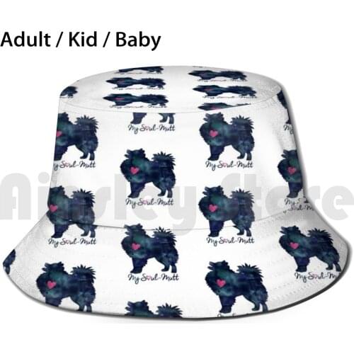 American Eskimo Dog Breed Silhouette Black Watercolor Soul - Mutt Valentine Sun Hat Foldable UV Protection Dog Breed