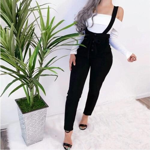 Loose Bow Pants Trousers Strap Belt Pants Clothes For Women Overalls Uniforms Jumpsuit Plus Size