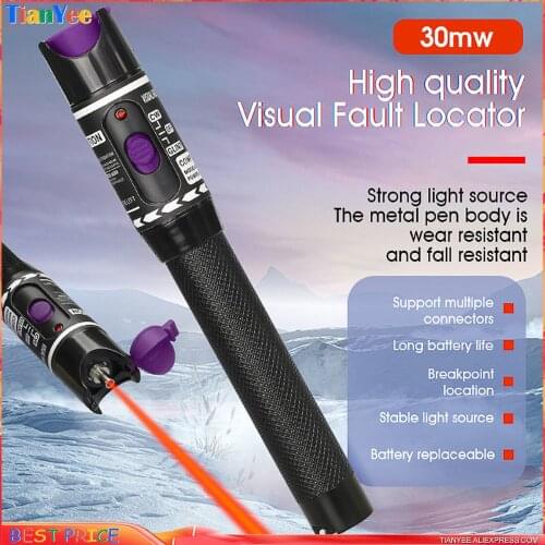2021 New Design Laser 30mW VFL Visual Fault Locator, Fiber Optic Cable Tester 10-50Km Range VFL AUA H30/50 5KM ~ 10/20/30/50MW