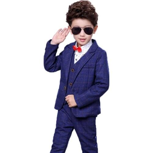 Japan Kids Formal Jacket+Vest Pants Bowtie 4pcs Wedding Suit Flower Boys Birthday Dress Children Gentleman Party Costume