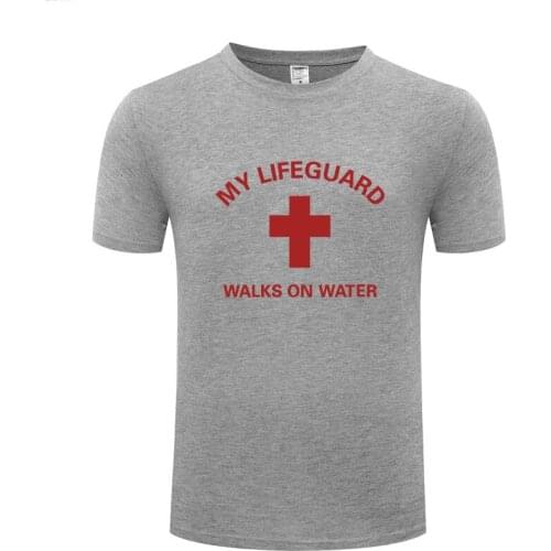Funny My Lifeguard Jesus God Christian Cotton T Shirt Funky Men O-Neck Summer Short Sleeve Tshirts Awesome T Shirt
