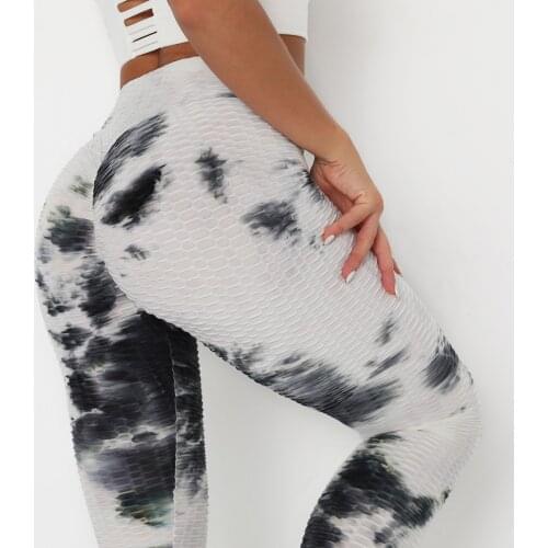 Womens Butt Lift Leggings Tie Dye Yoga Pants Multicolor High Waist Sport Compression Elastic Leggings for Women Fitness Gym Yoga