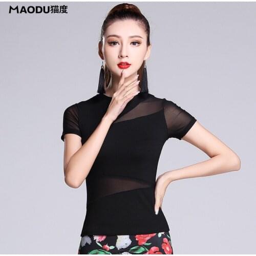 Lady Summer Latin Dance Costumes Women Dancing Jackets Acrobatics Female Dancingn Rumba Samba Dancing Wear Short Sleeve B-6934