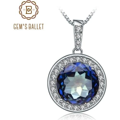 Gems Ballet 4.79Ct Natural Blueish Mystic Quartz Gemstone Pendant Necklace Solid 925 Sterling Silver Fine Jewelry For Women
