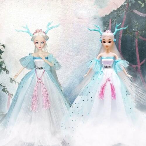 1/6 Scale 30cm Ancient Costume Hanfu Dress Long Hair Fairy Princess Barbi Doll Joints Body Model Toy Gift For Girl C1251B