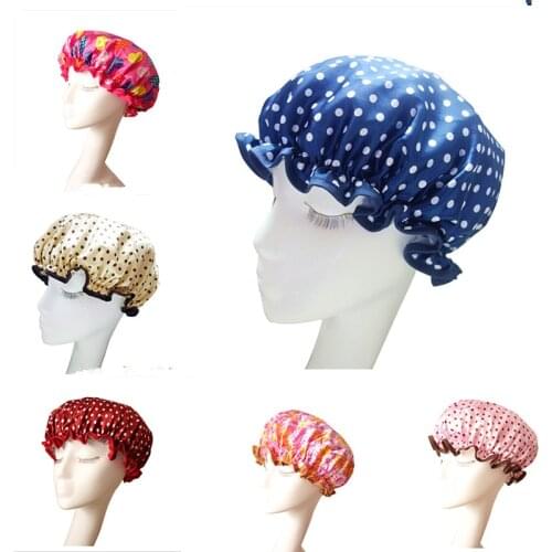 1 PC. cute thick shower caps Colorful bathroom shower caps hair Cover double waterproof shower cap for women wholesale