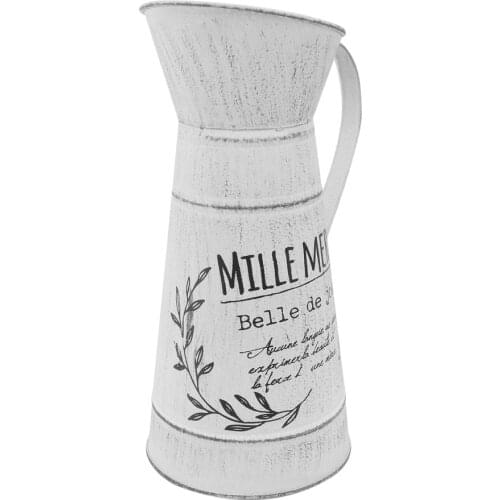 1Pc Retro Iron Vase for Decor Decorative Flower Arrangement Kettle (Beige)