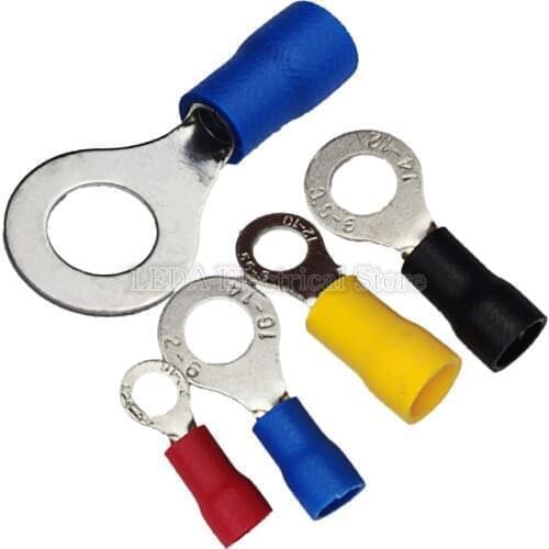 100pcs RV1.25-3 RV1.25-5 Cold pressed terminal O type circular pre insulated terminal wire nose cable size 0.5-1.5mm(A.W.G22-16)