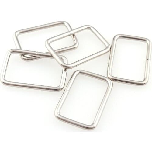 12pcs 1.25inch Metal Square Buckles Silver Rectangle Rings 32mm Ribbon Slider Belt buckle Bra Hook Package Backpack Accessories