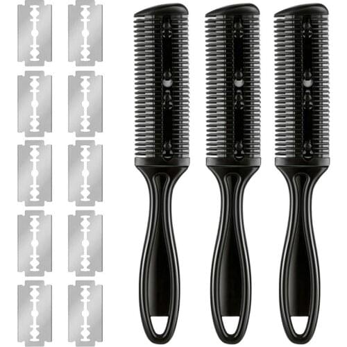 3Pcs Hair Razor Combs Double Side Hair Cutting Comb with 10Stainless Steel Blade barber accessories barber barbearia barberia