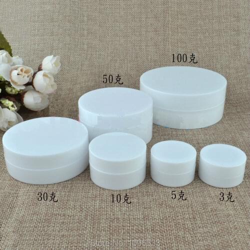 30G 30ML White Plastic Jar with Concave Bottom, Cosmetic Cream Case, Empty Packing Containers, White Plastic Box, 50 Pieces/Lot