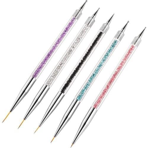 5pcs/set Dual-ended Nail Dotting Pen Crystal Beads Handle Rhinestone Studs Picker Wax Pencil Manicure Nail Art Tool