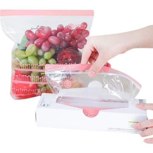 50pcs/lot Reclosable Plastic Wrap Zipper Fresh Bags Food Storage Bags Freezer Storage Travel Snack Preservation Organizer