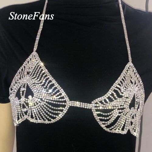 StoneFans Shining Heart Body Chain Jewelry Body Jewelry for Women Gold Silver Color Body Harness Christmas Present for Girls