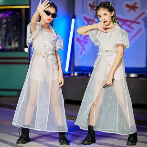 Childrens Costumes Jazz Dance Suits White Gauze Skirts Girls' Catwalks Fashion Clothes Fashion Personality Performance Costumes