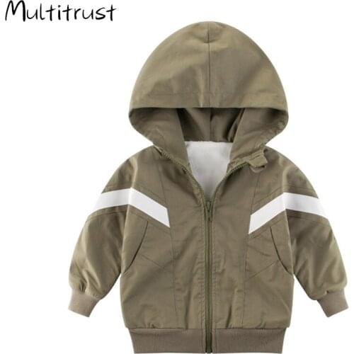 Childrens Jackets Toddler Kids Boy Girl Costume Long Sleeve Fashion Stripe Zipper Coat Windproof Casual Soft Hooded Outwear