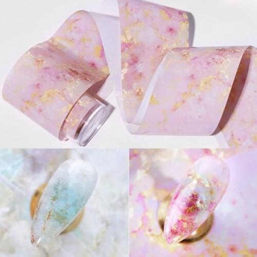 100/50x4cm Nail Foils Marble Series Pink Blue Foils Paper Nail Art Transfer Sticker Slide Nail Art Decal Nails Accessories 1 Box