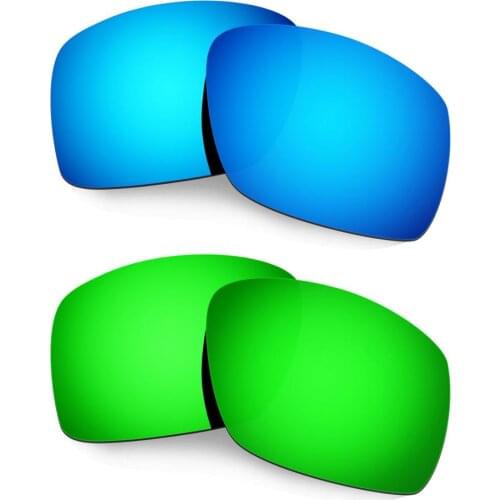 HKUCO For Big Taco Sunglasses Replacement Polarized Lenses 2 Pairs - Blue & Green
