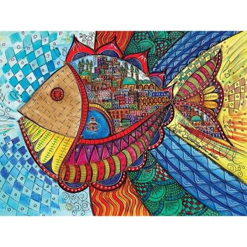Full square/Round drill Diamond embroidery Colorful plump fish 5D DIY diamond Painting Cross Stitch Rhinestone Mosaic E08